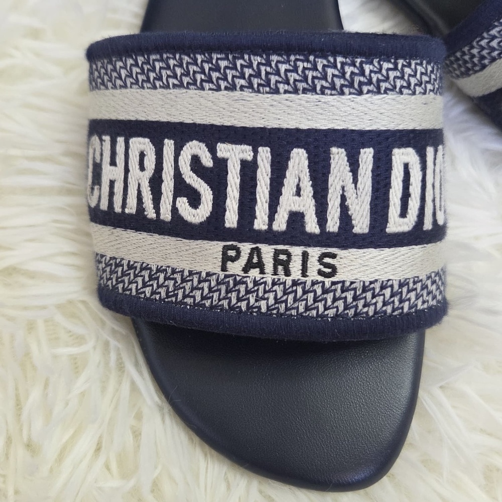 Dior Sandals With Navy Blue Fabric - Picture 2 of 11